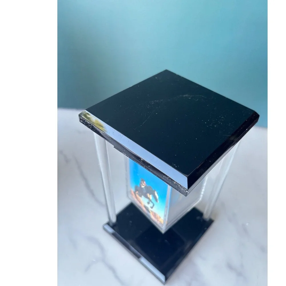 Vintage 1989 Dakin Terragrafics Newton Floating Magnetic Photo Cube Black Lucite